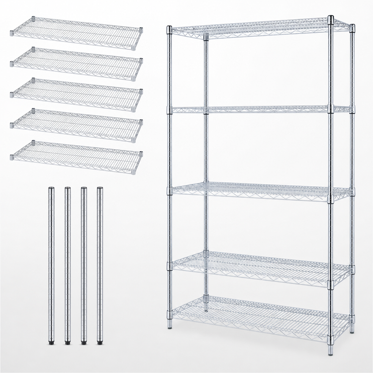 Product image #3 for Quantum 30"W x 24"D x 54"H 5-Shelf Wire Shelving Starter Kit, 304 Stainless Steel