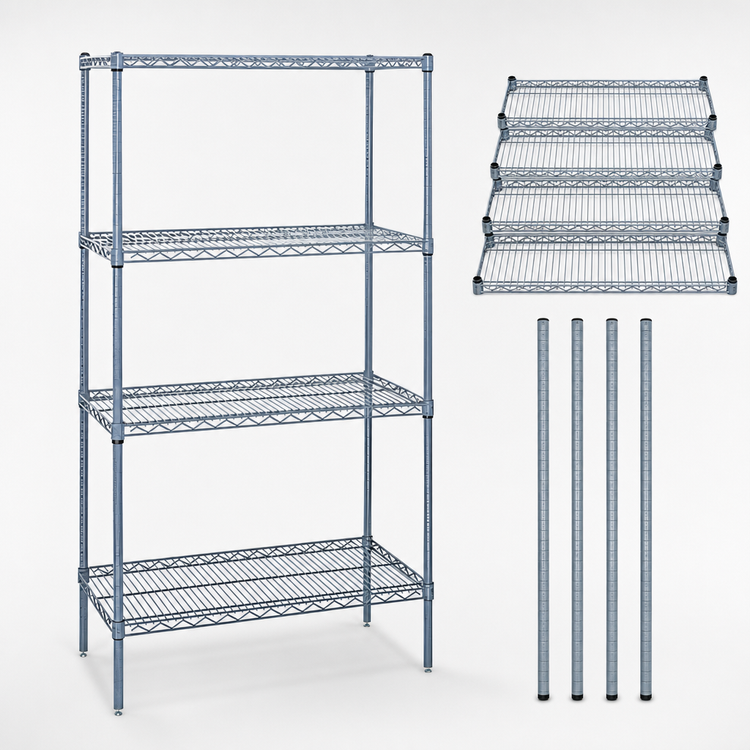 Product image #3 for Quantum 30W x 24D x 63H Gray Epoxy Antimicrobial 5-Shelf Wire Shelving Starter Kit