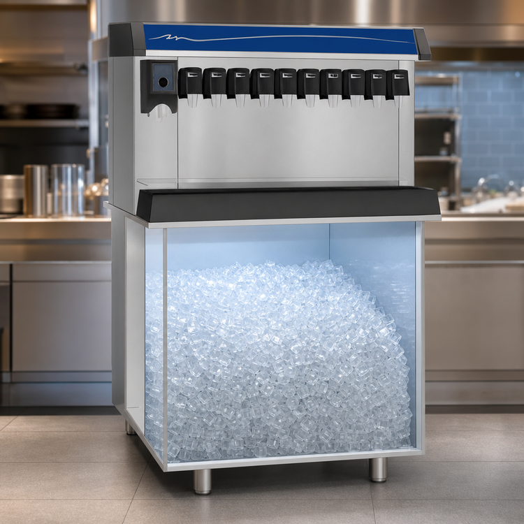 Product image #3 for Follett Vision VU300B8LL Single-Sided 8-Valve Ice/Beverage Dispenser with 300 lb Ice Storage
