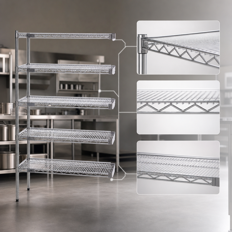 Product image #3 for Eagle Group 24 x 24 x 86 Inch 5-Tier Add-On Wire Shelving Unit, Chrome-Plated