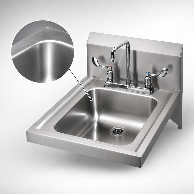 Product image #3 for Krowne Wall-Mount Hand Sink with 14" x 16" x 5" Bowl and 8" Center Deck-Mount Faucet