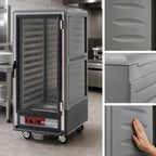 Thumbnail image #3 for Metro C5 Insulation Armour C537-HLFC-L-GY 3/4-Height Mobile Heated Holding Cabinet, Insulated, Clear Door, 27 Full-Size Pan Capacity