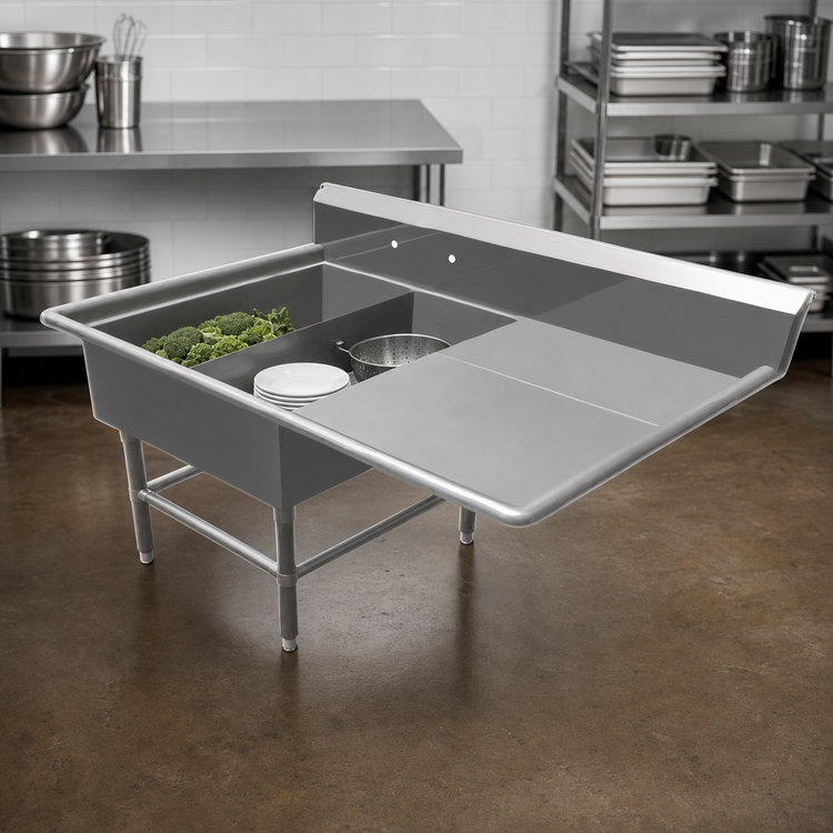 Product image #3 for John Boos Pro-Bowl 2-Compartment Platter Sink with Right Drainboard, 14-Gauge Stainless Steel