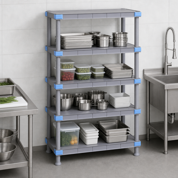 Product image #3 for Quantum Millenia 54-Inch x 18-Inch x 50-Inch Polymer Shelving Unit with 5 Solid Shelves