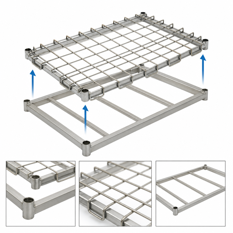 Product image #3 for Eagle Group Chrome Dunnage Shelf with Removable Wire Mat Assembly, 60W x 24D