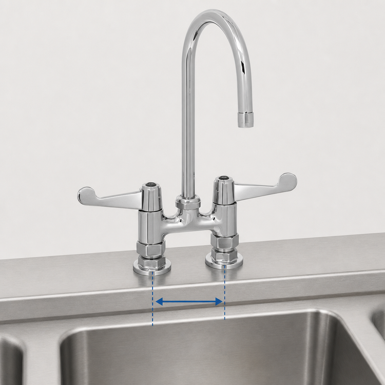 Product image #3 for T&S equip 4-Inch Center Deck Mount Mixing Faucet with 5-1/2-Inch Swivel Gooseneck