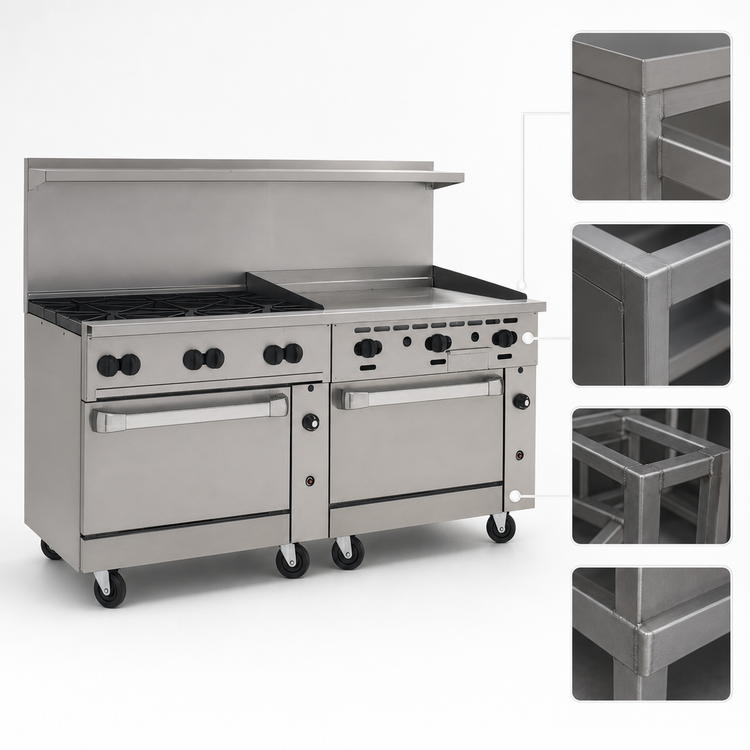 Product image #3 for Vulcan Endurance 72-Inch Gas Restaurant Range with 6 Open Burners, 36-Inch Griddle, Standard Oven and Convection Oven