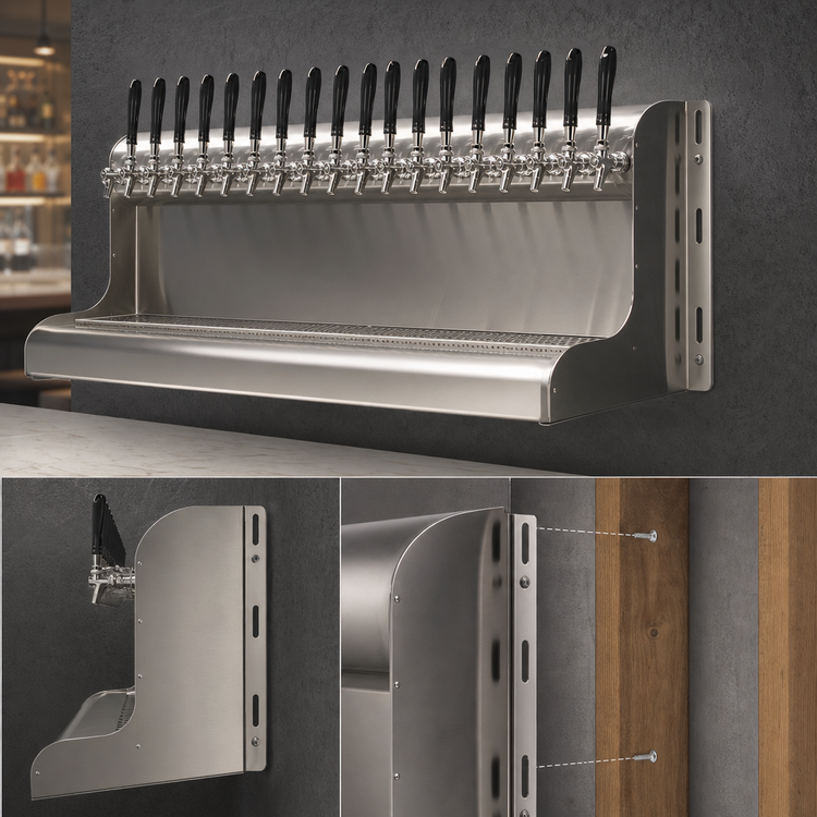 Product image #3 for 14-Faucet Modular Wall-Mount Glycol-Cooled Beer Dispensing Tower, Back Exit