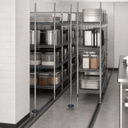 Thumbnail image #3 for Metro qwikTRAK BTAC High-Density Chrome Stationary Intermediate Unit Kit for Floor Track Shelving