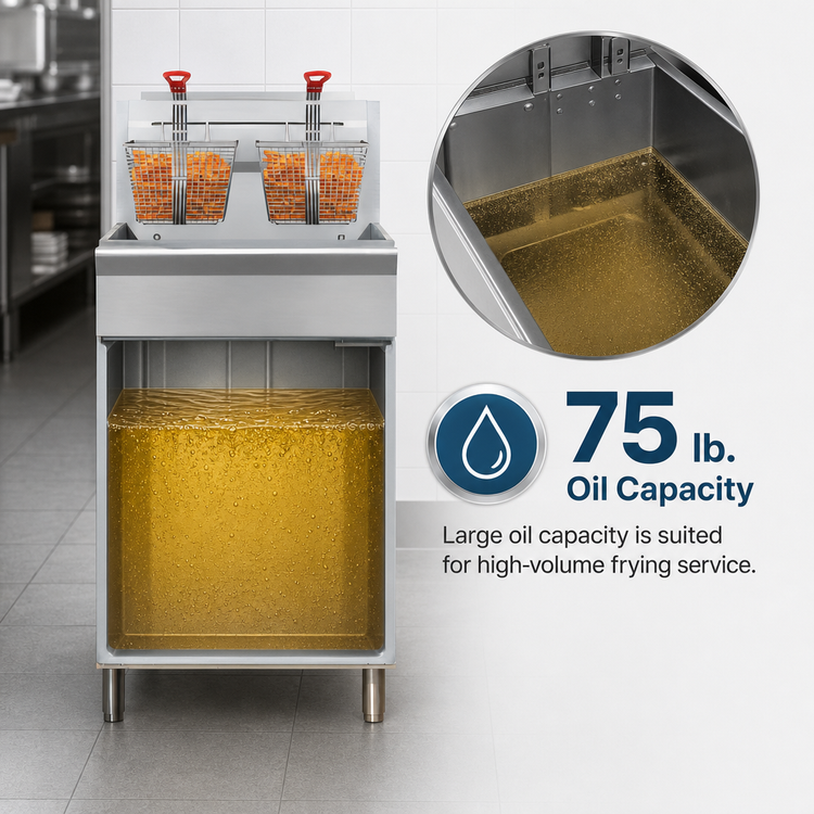 Product image #3 for KoolMore 75 lb. Floor Standing Natural Gas Commercial Deep Fryer, 150,000 BTU, 2 Baskets