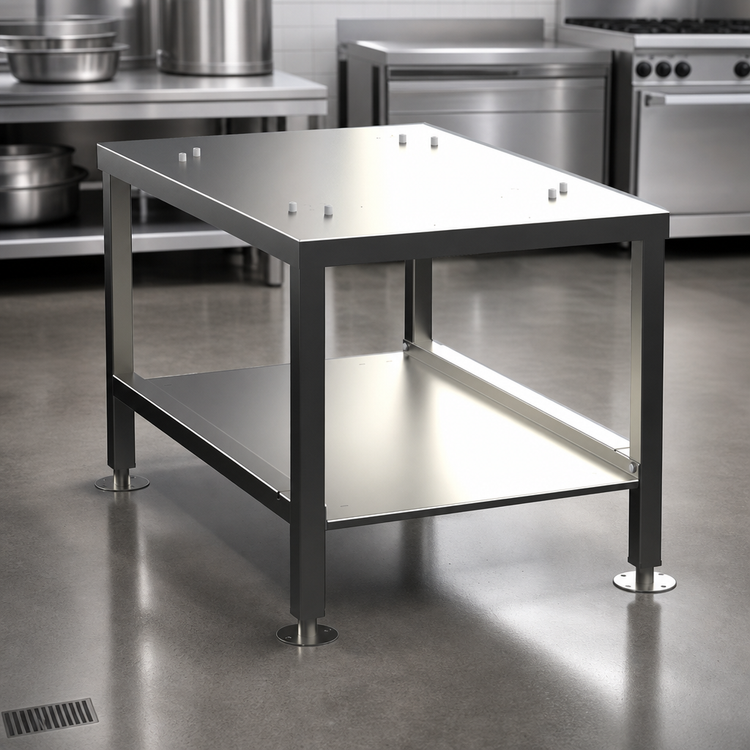 Product image #2 for Stainless Steel Equipment Stand with Seismic Feet and Lower Shelf, 24-3/4 Inches W x 34-3/4 Inches D x 23-1/4 Inches H