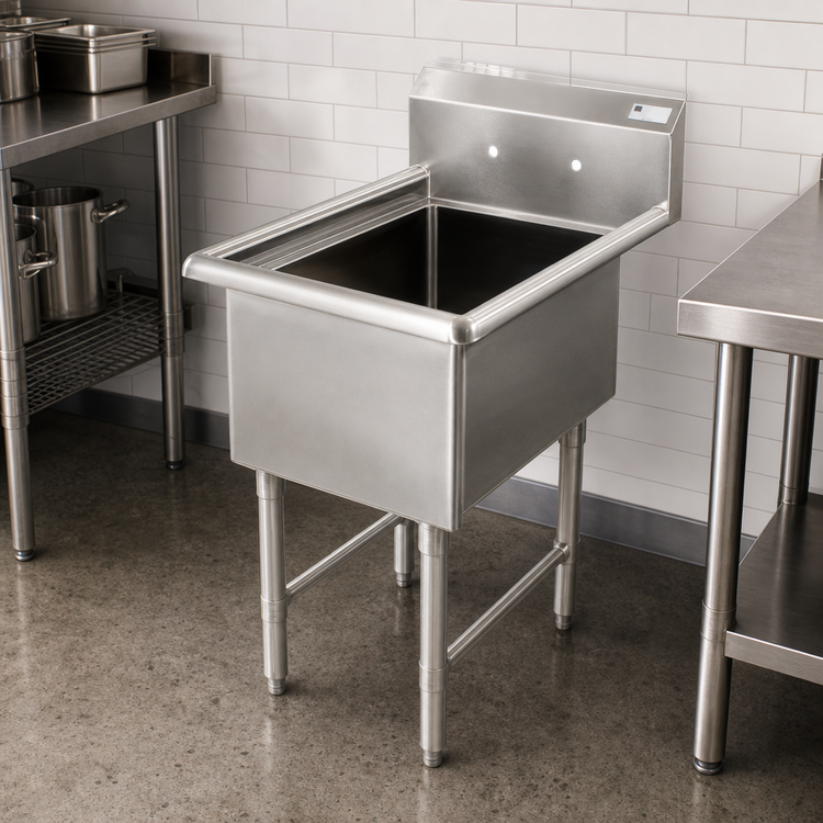 Product image #3 for John Boos 1B Series 1-Compartment Stainless Steel Commercial Sink with 18 x 24 x 14-Inch Bowl and 10-Inch Backsplash