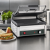 Thumbnail image #3 for Waring WDG250 Commercial Dual-Surface Electric Countertop Panini Grill with Ribbed Top and Flat Bottom Cast Iron Plates