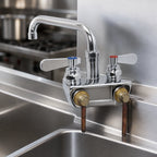 Thumbnail image #3 for BK Resources OptiFlow BKF-4SM2-18-G Commercial Backsplash-Mount Faucet, 4-Inch Centers, 18-Inch Double-Jointed Swing Spout, Lead-Free Chrome
