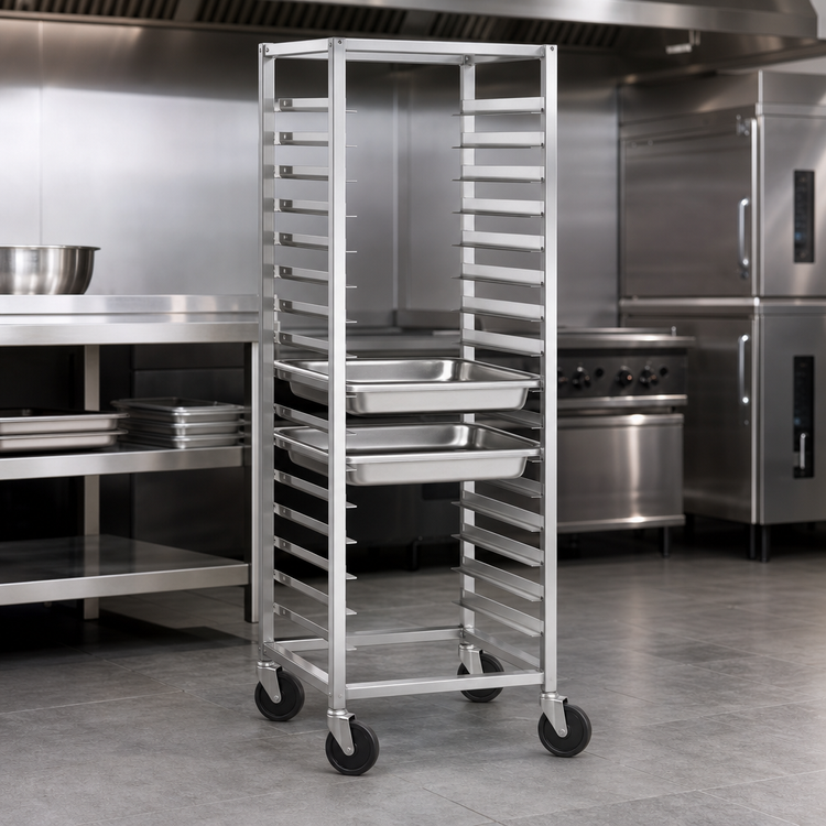 Product image #3 for Channel Manufacturing Stainless Steel Side-Load Mobile Steam Table Pan Rack, 22 Pan Capacity, 24 x 26 x 64 Inches