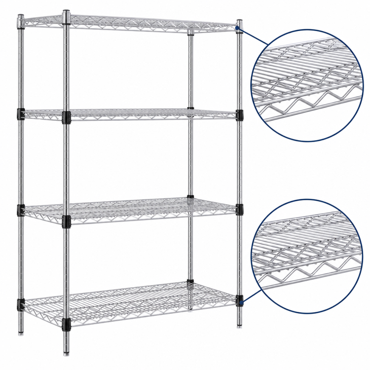 Product image #3 for Add-A-Shelf 4-Tier Stationary Wire Shelving Starter Unit, 48W x 24D x 74H, Chrome Finish
