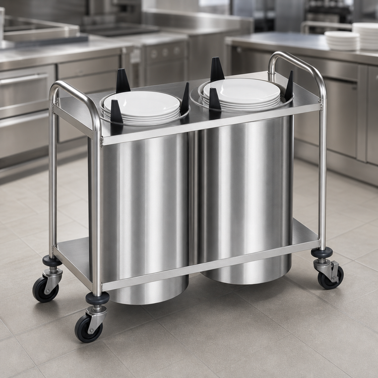 Product image #3 for Atlas Metal MOPD3H-9-1/8 Mobile Open Frame Heated Plate Dispenser with 9-1/8 Inch Plate Capacity