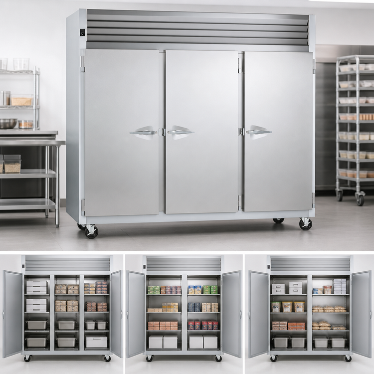Product image #3 for Traulsen Dealer's Choice G31012 3-Section Self-Contained Reach-In Freezer with Full-Height Solid Doors