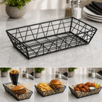Thumbnail image #3 for American Metalcraft Zorro ROB2613 Rectangular Wire Serving Basket, 13 x 6 x 2-1/2 Inches, Black Case of 24