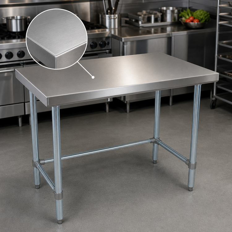 Product image #3 for BK Resources 60-Inch x 30-Inch Open Base Stainless Steel Flat Top Work Table