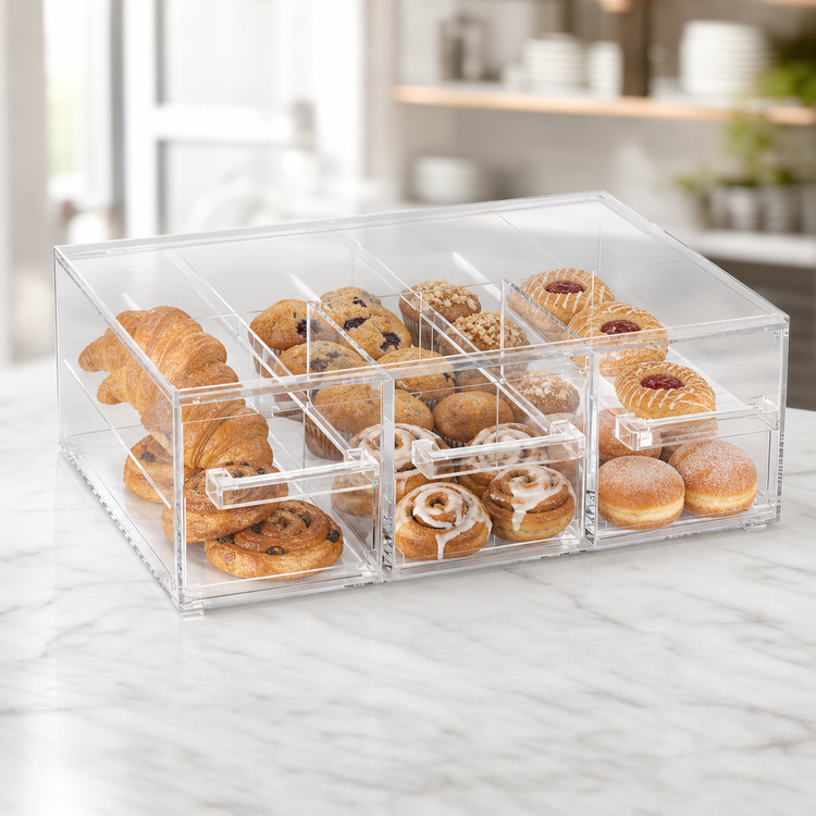 Product image #3 for Vollrath SBB33 Cubic Modular Full-Size Acrylic Countertop Pastry Display Case with 3 Drawers