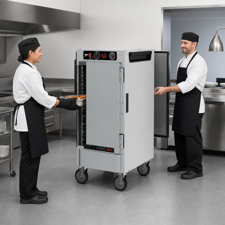 Product image #4 for Metro HotBlox Narrow 8-Pan Pass-Thru Mobile Insulated Holding Cabinet with Solid Front & Rear Doors