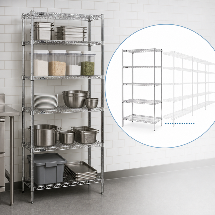 Product image #3 for Metro Super Erecta Stationary Chrome-Plated Wire Shelving Starter Unit, 24 x 21 x 74 Inches, 5 Shelves