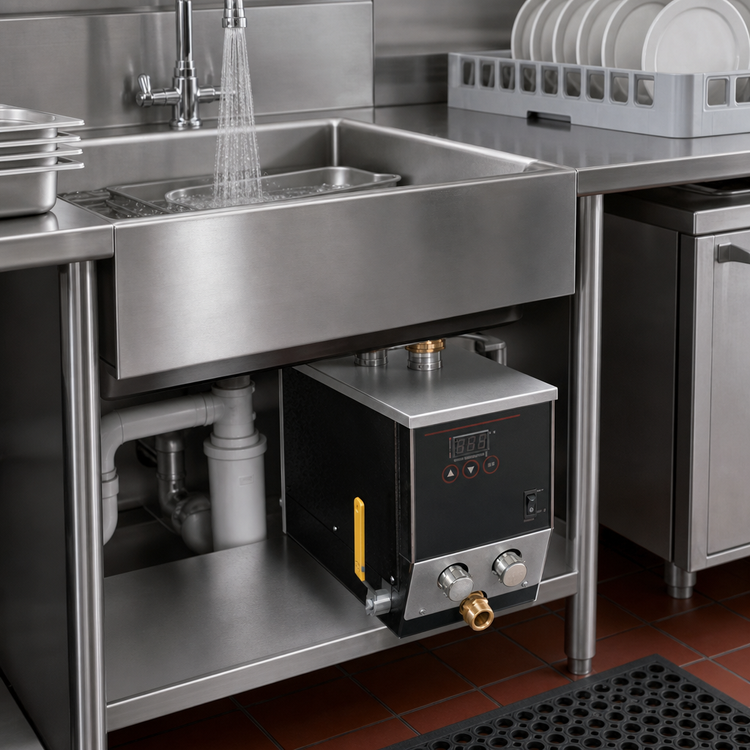 Product image #3 for Hatco Hydro-Heater 6.0 kW Balanced Electric Undercounter Sanitizing Sink Heater for 19-21 Inch Square Sink Areas