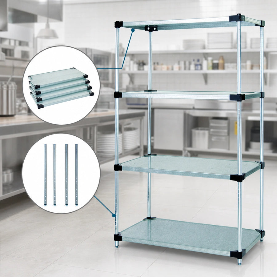 Includes 4 Shelves and 4 Posts