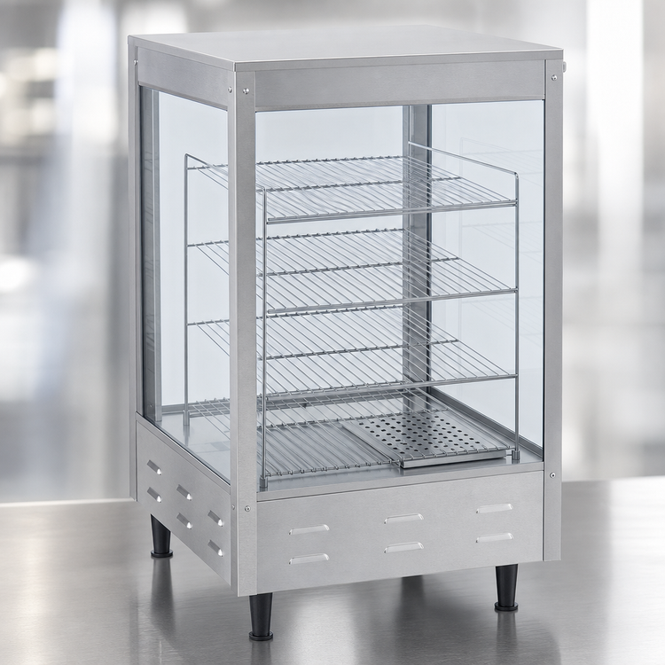 Product image #3 for Nemco 6455 Countertop Heated Merchandiser with 3 Shelves, Stainless Steel and Tempered Glass