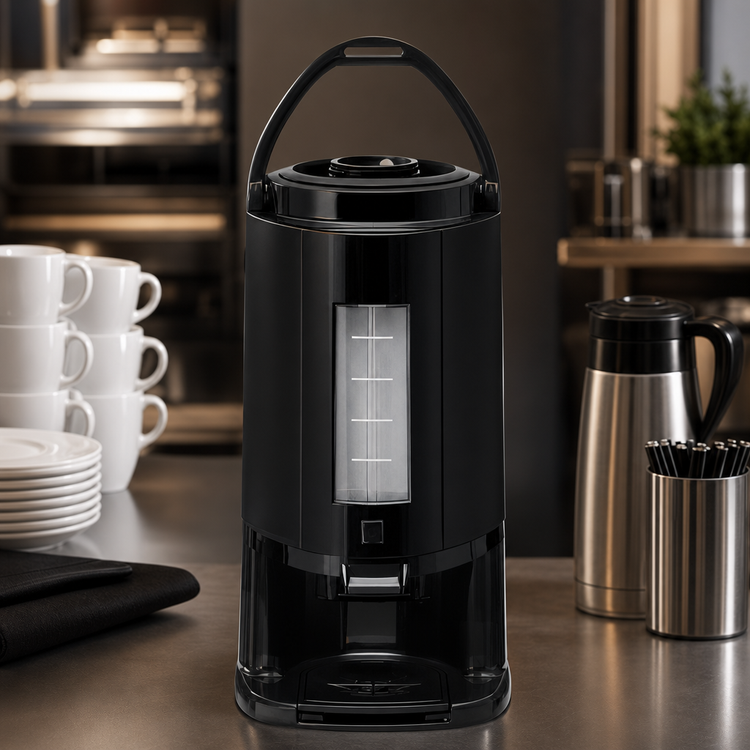 Product image #3 for Bloomfield 7750NS-TGB 2.5 Liter Gravity Flow Black Thermal Coffee Server with Base