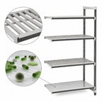 Thumbnail image #3 for Cambro Camshelving® Elements EXA212464VS4480 4-Tier Polymer Add-On Shelving Unit, 3 Vented/1 Solid, 21 x 24 x 64 in, Gray