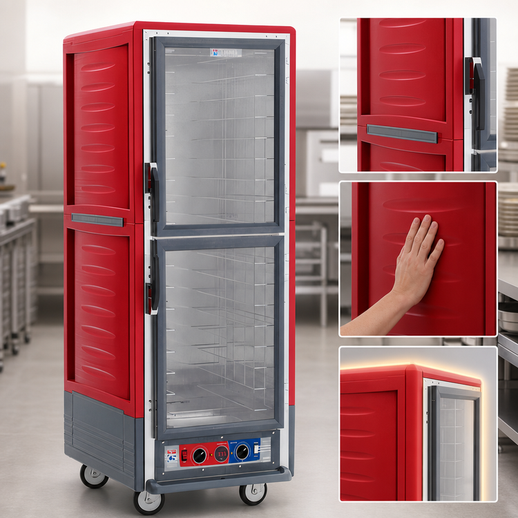 Product image #3 for Metro C5 3 Series Single-Section Mobile Full-Height Heated Holding and Proofing Cabinet with Dutch Clear Doors and Fixed Wire Slides