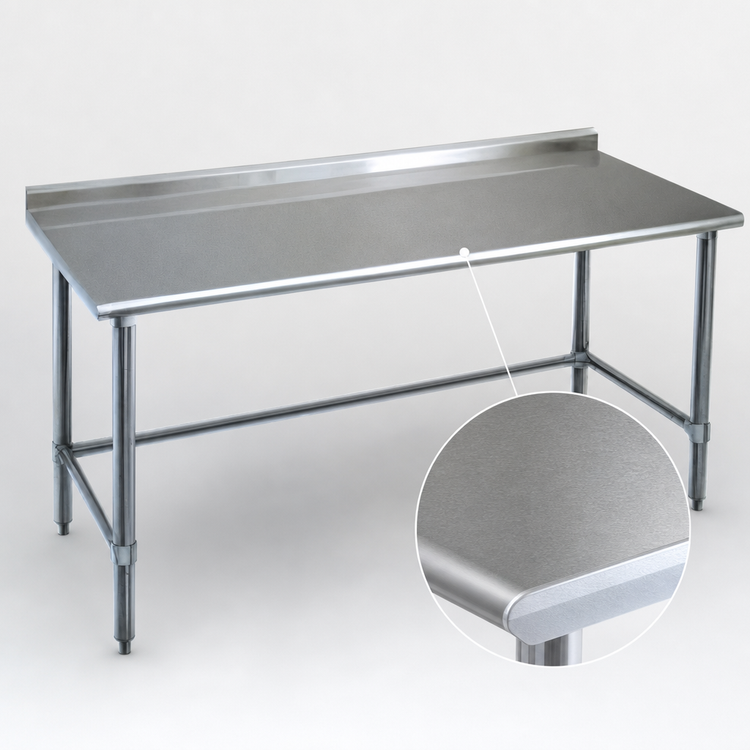 Product image #3 for Spec-Master 72-Inch x 24-Inch Stainless Steel Work Table with 1-1/2-Inch Rear Upturn and Open Stainless Steel Base