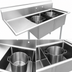 Thumbnail image #3 for Commercial Two-Compartment Pot Sink with Left Drainboard, 304 Stainless Steel
