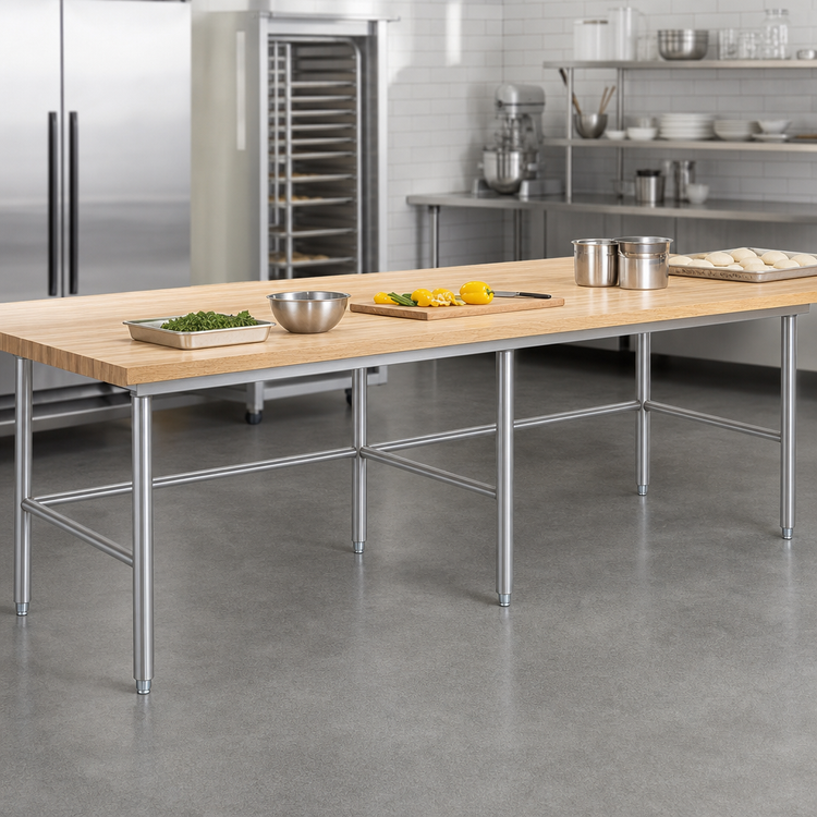 Product image #3 for John Boos Stainless Steel Baker's Table Frame for 144" W x 60" D Top