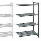 Thumbnail image #3 for Cambro Camshelving® Basics Plus CBA186072V4580 4-Tier Vented Add-On Polymer Shelving Unit, 18 x 60 x 72 Inch, Brushed Graphite