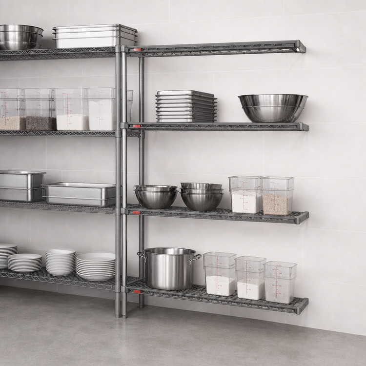 Product image #3 for Eagle Valu-Master Add-On Wire Shelving Unit, 4-Tier, 72 x 24 x 74 Inches, Pewter Gray Epoxy