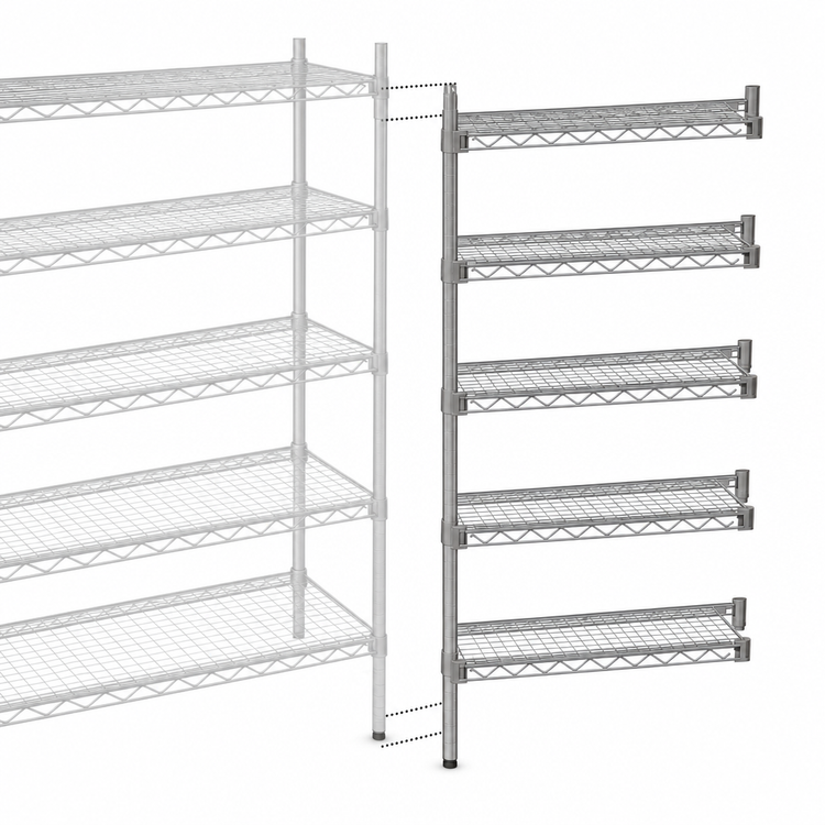 Product image #3 for Eagle Group Valu-Master 5-Tier Add-On Wire Shelving Unit, 36W x 18D x 86H, Pewter Gray Epoxy