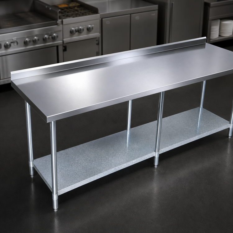 Product image #3 for BK Resources 84" x 24" Stainless Steel Work Table with 1-1/2" Rear Riser and Galvanized Undershelf
