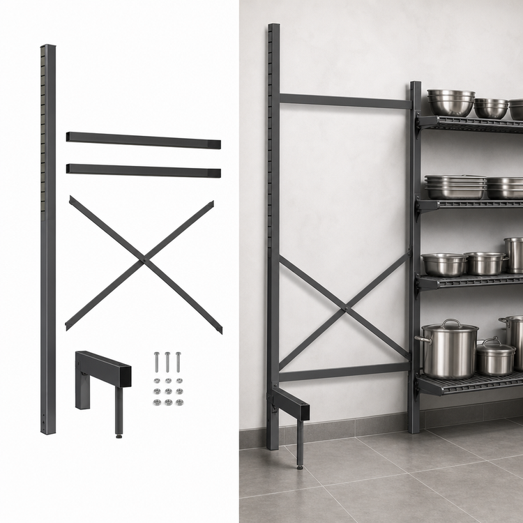 Product image #3 for Metro SmartLever Cantilevered Shelving Add-On Kit for 30 x 18 Shelves, 76-3/8-Inch High, Epoxy-Coated Steel