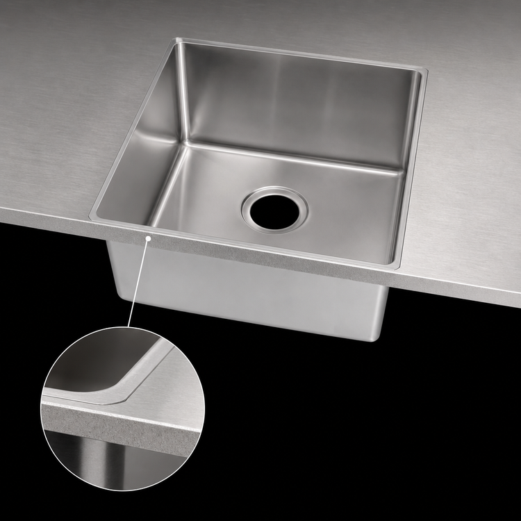 Product image #3 for John Boos Weld-In Undermount 1-Compartment Stainless Steel Sink Bowl, 16 x 18 x 12 Inches, 16-Gauge