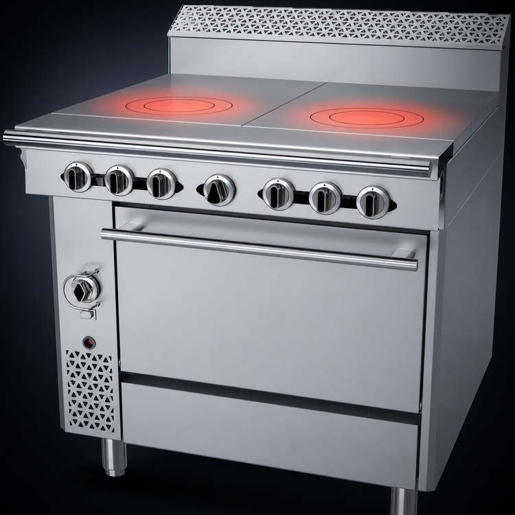 Product image #3 for Garland Cuisine 36-Inch Gas Heavy Duty Range with Two 18-Inch Front-Fired Hot Tops and Convection Oven