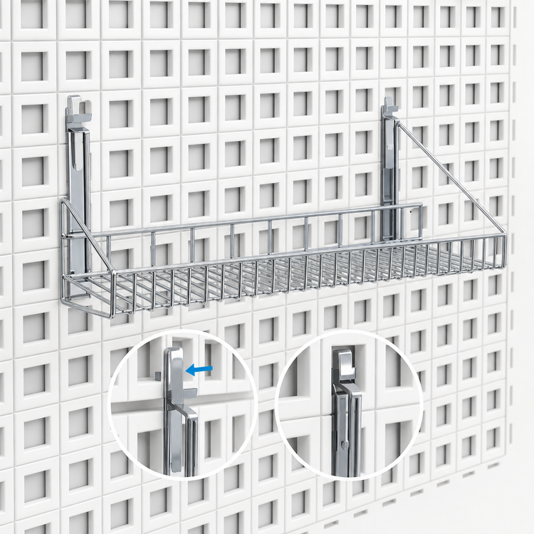 Product image #3 for WalStor 48 Inch x 18 Inch Wall Grid Shelf for Modular Wall System, Chrome Finish