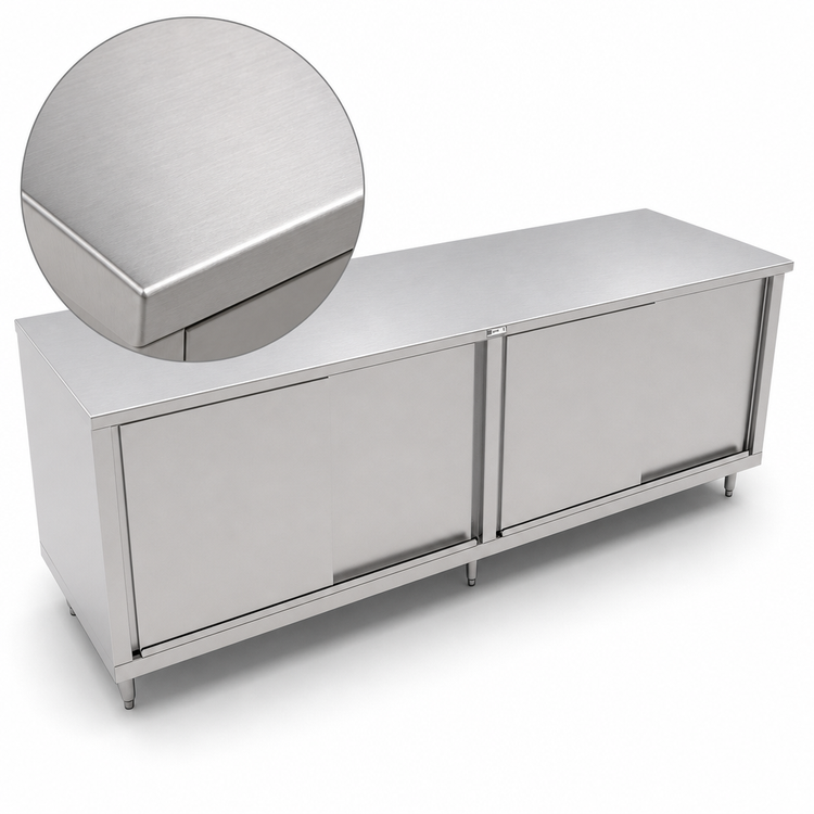 Product image #3 for John Boos Enclosed Stainless Steel Work Table with Sliding Doors, 108 x 36 Inches, 14-Gauge 300-Series Top