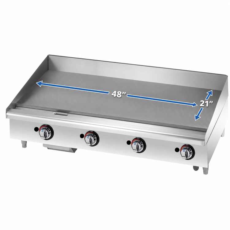 Product image #3 for Star-Max Heavy Duty 48-Inch Countertop Gas Griddle with Polished Steel Plate and Embedded Thermostatic Controls