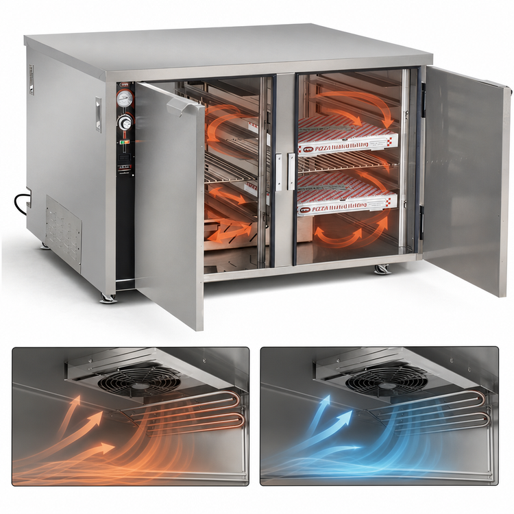 Product image #3 for FWE TS-1633-28 Mobile Undercounter Heated Pizza Holding Cabinet, 28 Pizza Box Capacity