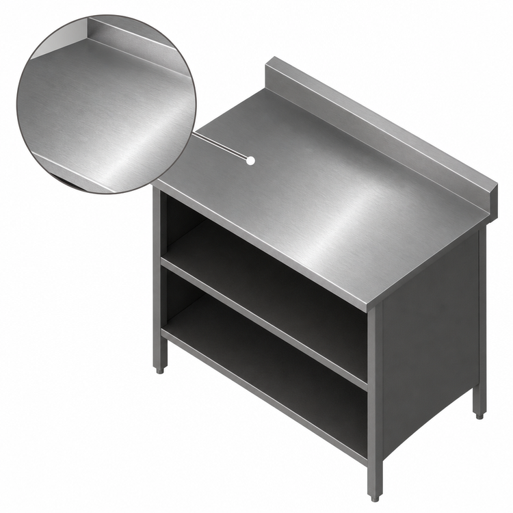 Product image #3 for John Boos Open-Front Enclosed Base Work Table with 5-Inch Rear Riser, 48 x 30 Inches, Stainless Steel