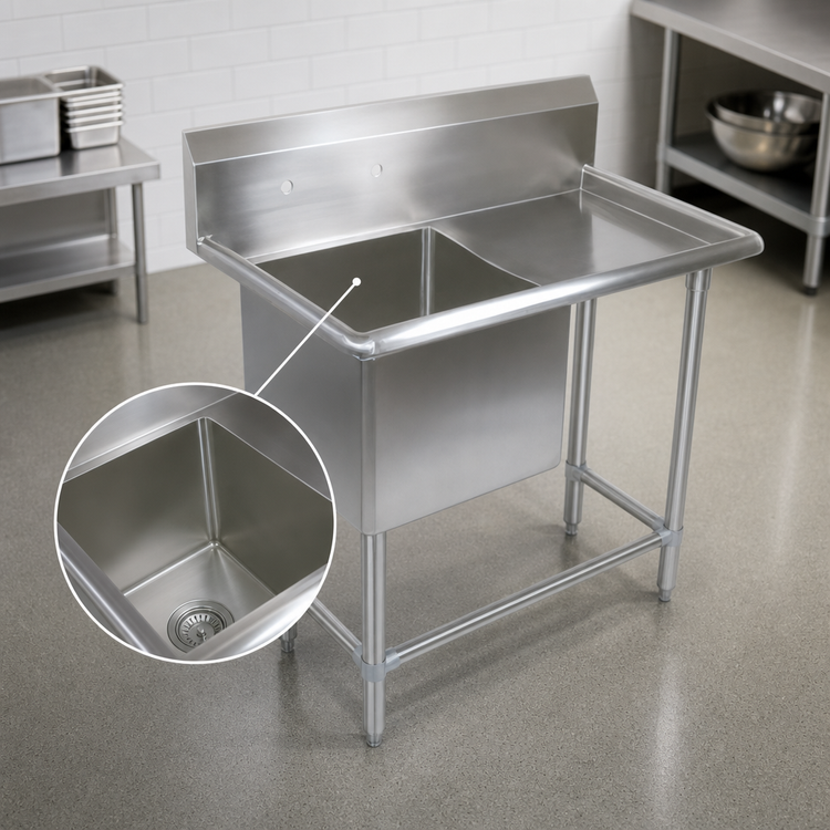 Product image #3 for John Boos Pro-Bowl 1-Compartment Sink with Right Drainboard, 54-3/16 x 25-1/2 Inch Overall