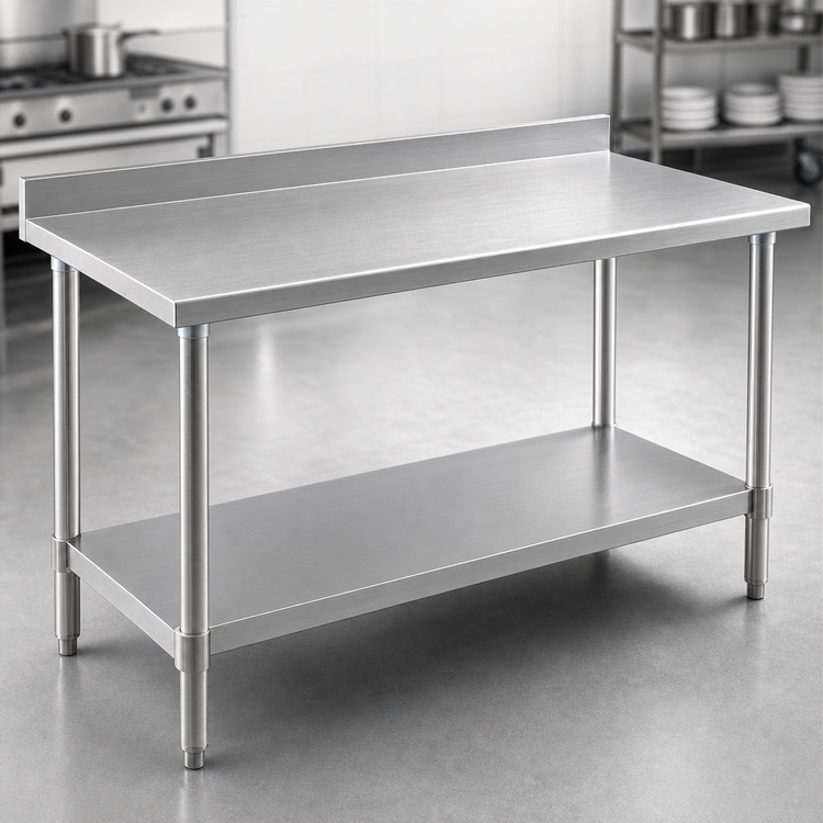 Product image #3 for Spec-Master 30 x 30 Inch Stainless Steel Work Table with Backsplash and Undershelf